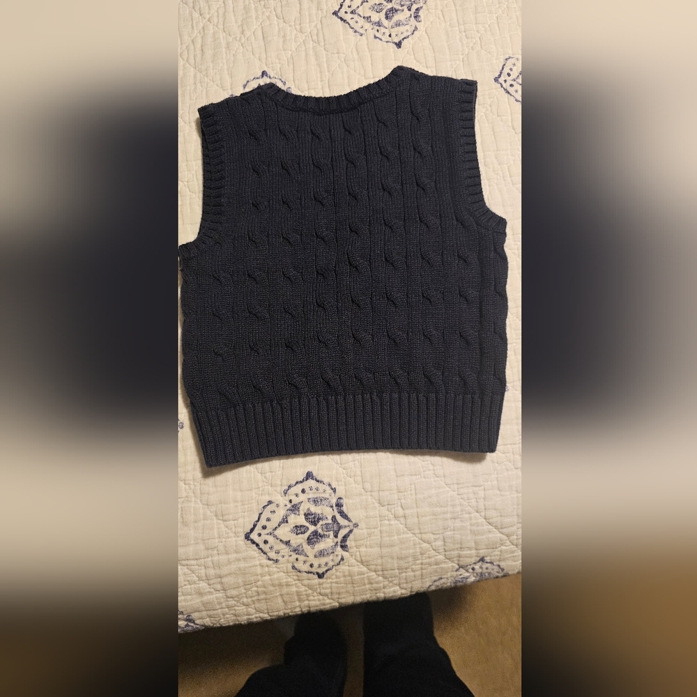 Knit Sleeveless Sweater Vest - Navy polo